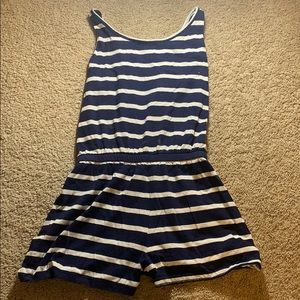 Girl's Blue and white striped romper (size XL)